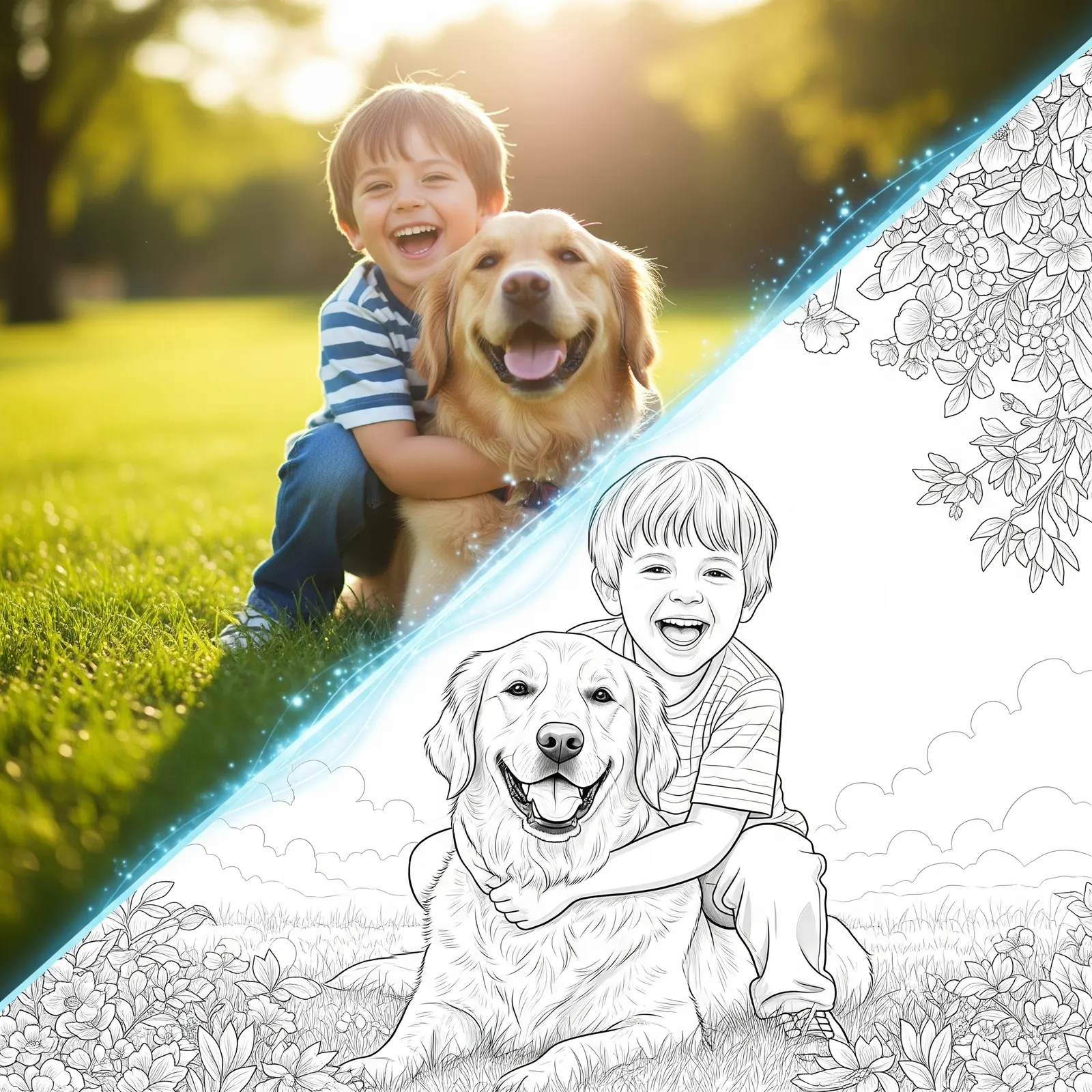 Photo to coloring page transformation